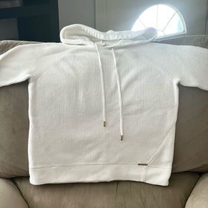 Michael Kors SWEATER WAFFLE KNIT, HOODED! WHITE with gold detailing